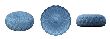 yumuşak poufs beyaz arka planda izole, iç mobilya, 3D illüstrasyon, cg canlandırma