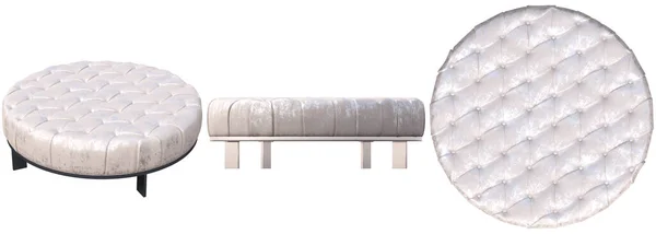 白い背景に隔離された柔らかいポーチインテリア家具3DイラストCgレンダリング — ストック写真