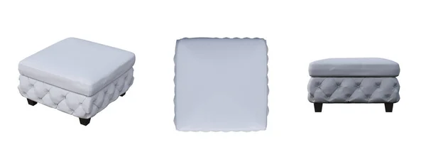 Pufs Suaves Aislados Sobre Fondo Blanco Muebles Interior Ilustración Renderizado — Foto de Stock