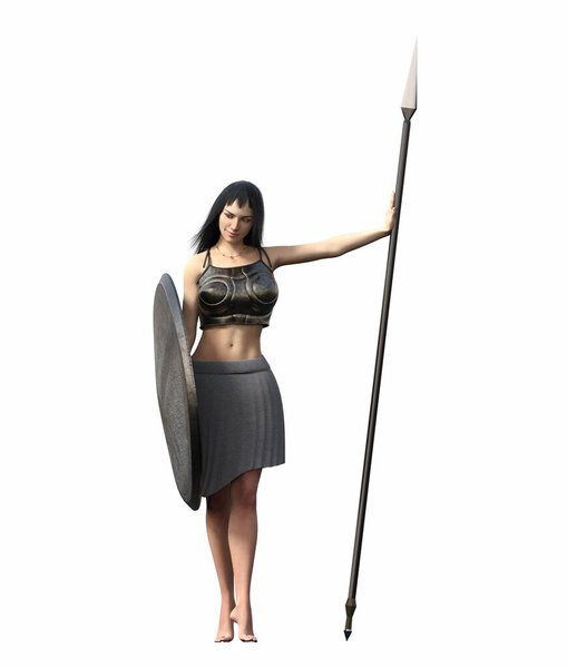warrior woman, isolated on white background, 3D illustration, cg render
