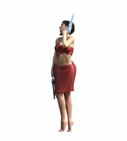 勇士女人 白色背景 3D插图 Cg渲染 — 图库照片
