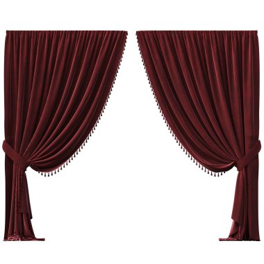 Beyaz üzerine izole edilmiş perde veya illüstrasyonun gösterimi