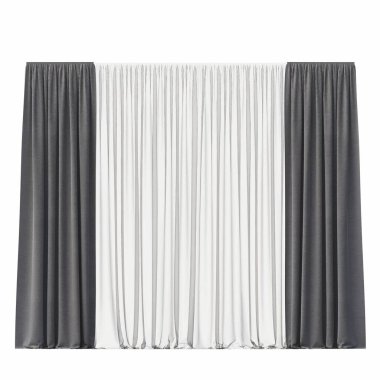 Beyaz üzerine izole edilmiş perde veya illüstrasyonun gösterimi