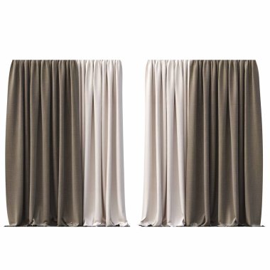 beyaz arkaplanda izole perdeler, 3d illüstrasyon