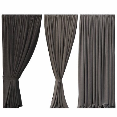 beyaz arkaplanda izole perdeler, 3d illüstrasyon