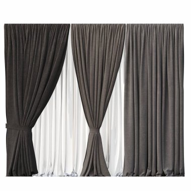 beyaz arkaplanda izole perdeler, 3d illüstrasyon