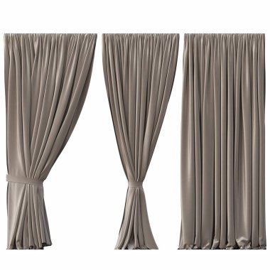 beyaz arkaplanda izole perdeler, 3d illüstrasyon