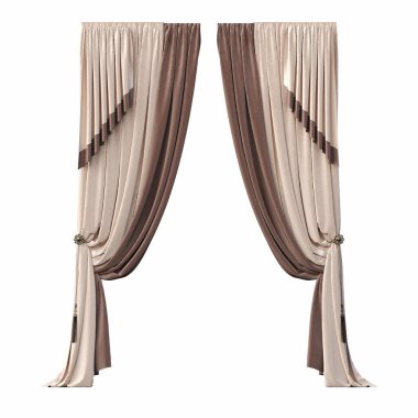 beyaz arkaplanda izole perdeler, 3d illüstrasyon