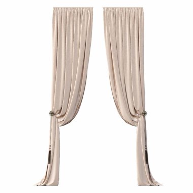 beyaz arkaplanda izole perdeler, 3d illüstrasyon