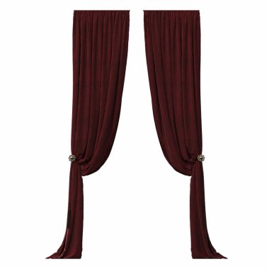 beyaz arkaplanda izole perdeler, 3d illüstrasyon