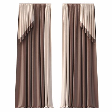 beyaz arkaplanda izole perdeler, 3d illüstrasyon