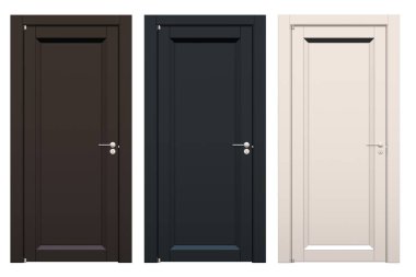 Beyaz arka planda izole edilmiş iç kapılar, iç mobilyalar, 3 boyutlu illüstrasyon, cg canlandırma 