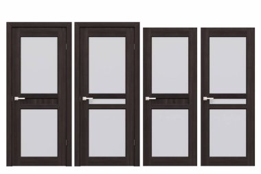 Beyaz arka planda izole edilmiş iç kapılar, iç mobilyalar, 3 boyutlu illüstrasyon, cg canlandırma 