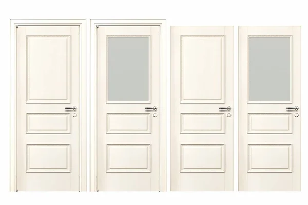 Portes Intérieures Isolées Sur Fond Blanc Mobilier Intérieur Illustration Render — Photo