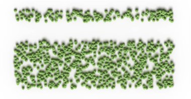 Ormandaki ağaçlar, beyaz arka planda izole üst görünüm, üç boyutlu illüstrasyon, cg canlandırma