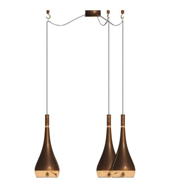 Tavandaki avizeler beyaz arka planda izole edilmiş, asılı lamba, kolye ışığı, 3 boyutlu illüstrasyon, cg canlandırma