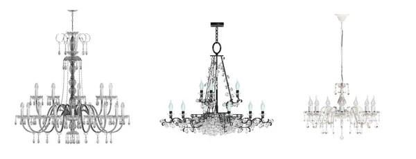 Lustres Cristal Para Interior Isolado Fundo Branco Iluminação Doméstica Ilustração — Fotografia de Stock