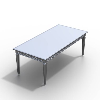 beyaz arka planda izole kahve masaları, 3D illüstrasyon, cg canlandırma