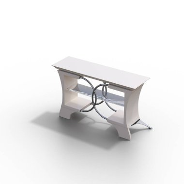 beyaz arka planda izole kahve masaları, 3D illüstrasyon, cg canlandırma