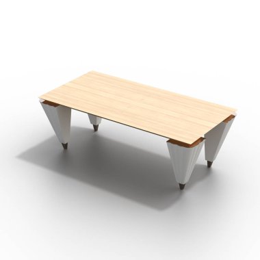 beyaz arka planda izole kahve masaları, 3D illüstrasyon, cg canlandırma