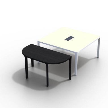 beyaz arka planda izole kahve masaları, 3D illüstrasyon, cg canlandırma