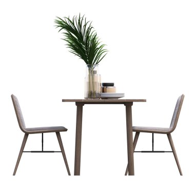 beyaz arka planda izole kahve masaları, 3D illüstrasyon, cg canlandırma