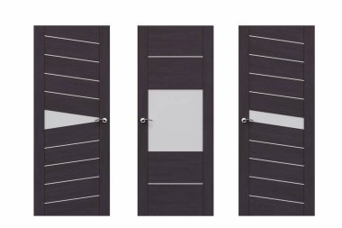 Beyaz arka planda izole edilmiş iç kapılar, iç mobilyalar, 3 boyutlu illüstrasyon, cg canlandırma