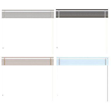 Beyaz arkaplanda izole edilmiş perdeler, iç dekorasyonlar, 3D illüstrasyon, cg canlandırma