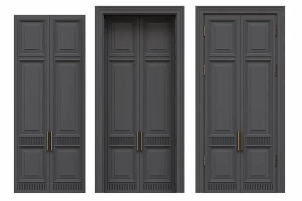 Portas Interiores Isoladas Sobre Fundo Branco Móveis Interior Ilustração Renderização — Fotografia de Stock