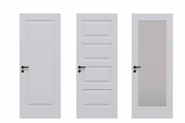 Puertas Interiores Aisladas Sobre Fondo Blanco Muebles Interior Ilustración Render — Foto de Stock