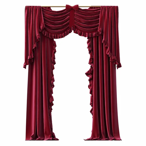 stock image curtains isolated on white background, interior decorations, 3D illustration, cg render