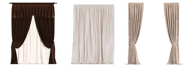 Curtains Isolated White Background Interior Decorations Illustration Render — Stock Photo, Image