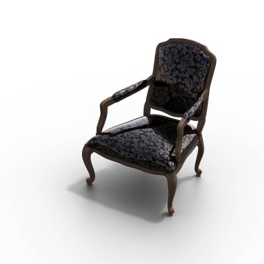 Beyaz arka planda izole edilmiş sandalye, iç mobilya, 3 boyutlu illüstrasyon, cg canlandırma