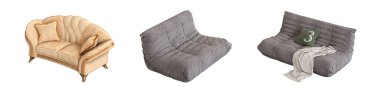 sofa isolated on white background, interior furniture, 3D illustration