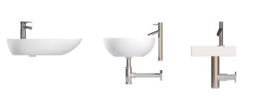Washbasin isolated on white background, sink, 3D illustration