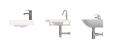Washbasin isolated on white background, sink, 3D illustration
