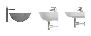 Washbasin isolated on white background, sink, 3D illustration