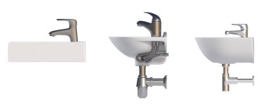 Washbasin isolated on white background, sink, 3D illustration