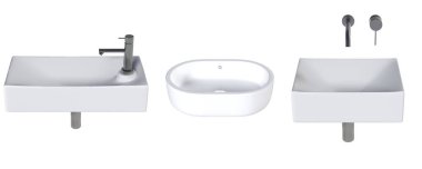 Washbasin isolated on white background, sink, 3D illustration