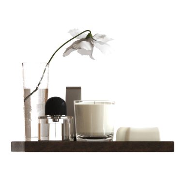 Bathroom accessories isolated on white background, bidet, 3D illustration, cg render