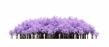 group of trees with a shadow on the ground, isolated on a white background, trees in the forest, 3D illustration