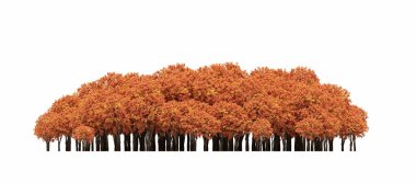 group of trees with a shadow on the ground, isolated on a white background, trees in the forest, 3D illustration