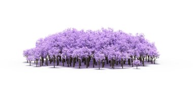 group of trees with a shadow on the ground, isolated on a white background, trees in the forest, 3D illustration