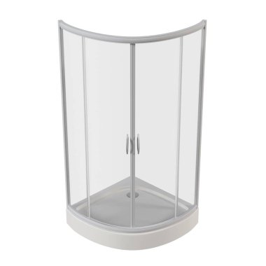 Duş kabini beyaz arkaplanda izole edildi, 3D illüstrasyon, cg canlandırma