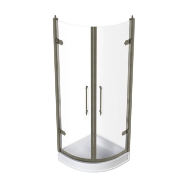 Duş kabini beyaz arkaplanda izole edildi, 3D illüstrasyon, cg canlandırma