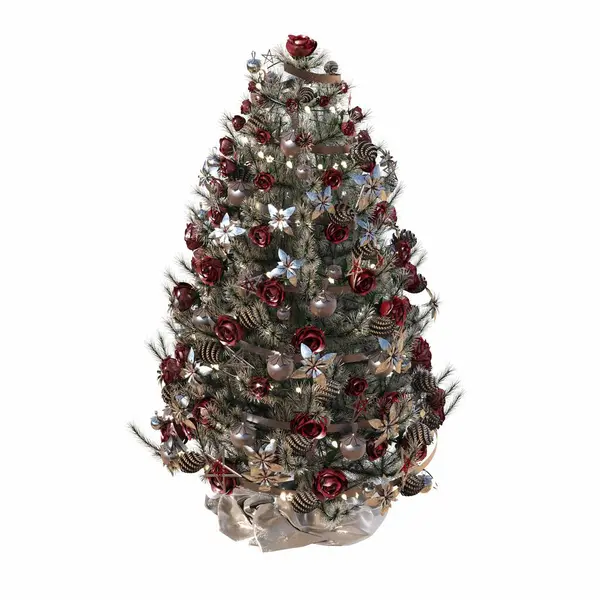 Χριστουγεννιάτικο Δέντρο Διακοσμήσεις Που Απομονώνονται Λευκό Φόντο Εικονογράφηση Καθιστούν — Φωτογραφία Αρχείου
