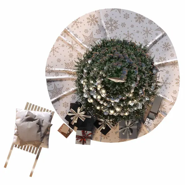 Рождественская Елка Украшениями Изолированные Белом Фоне Иллюстрация Рендеринг — стоковое фото