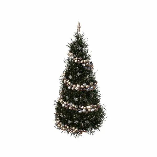 Árbol Navidad Con Decoraciones Aislado Sobre Fondo Blanco Ilustración Renderizado — Foto de Stock