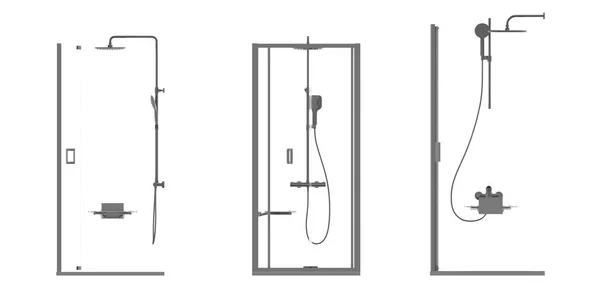 Kabiny Prysznicowe Izolowane Białym Tle Ilustracja Renderowanie — Zdjęcie stockowe