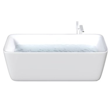 Beyaz arka planda izole edilmiş küvet, 3 boyutlu illüstrasyon, ve bir CG canlandırıcı